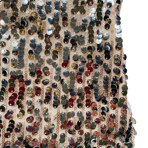 Forever 21 Gold Silver Sequin Crop Top Glitter Sparkle Shiny Size Medium EUC - Picture 3 of 5